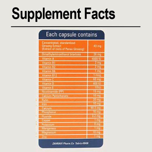 جدول ارزش غذایی مولتی ویتامین ژریویتون زهراوی